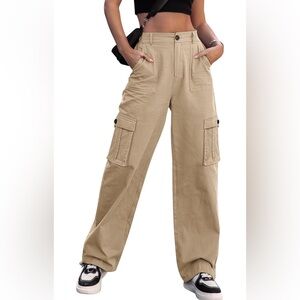 High Waisted Cargo Pants Khaki